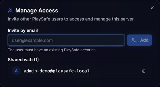 Manage Access dialog with the invite field and the list of users